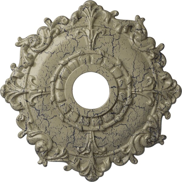 Ekena Millwork Riley Ceiling Medallion (Canopies up to 4 5/8"), 18"OD x 3 1/2"ID x 1 1/2"P, Castle Stone Crackle CM18RLCSC - main